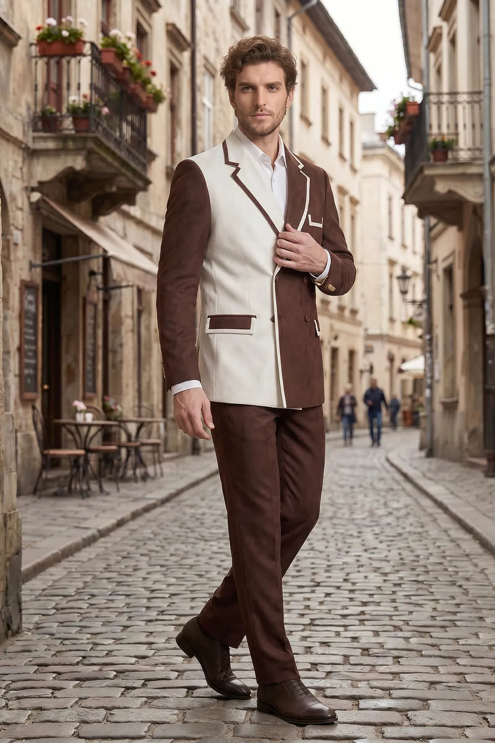 Men's Contrast Statement Double Breasted 2 Piece Suit