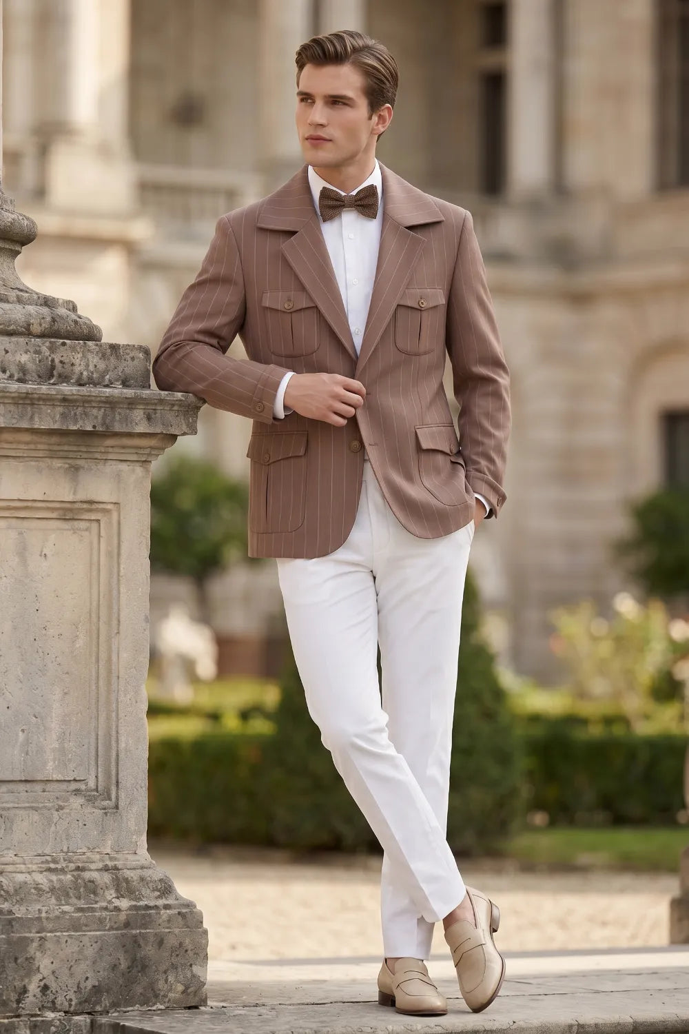 Men's Modern Pinstripe Safari 2 Piece Suit