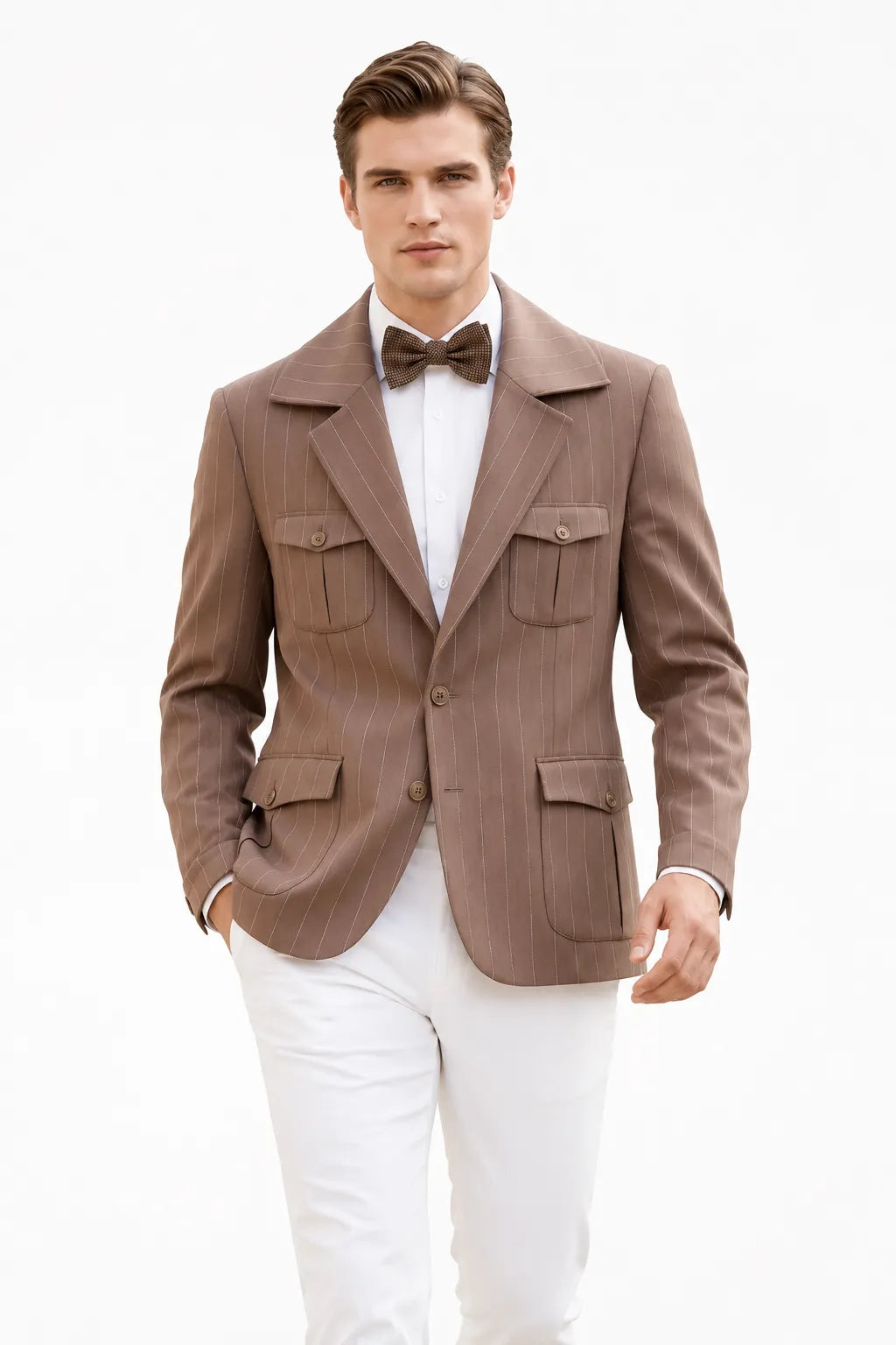 Men's Modern Pinstripe Safari 2 Piece Suit