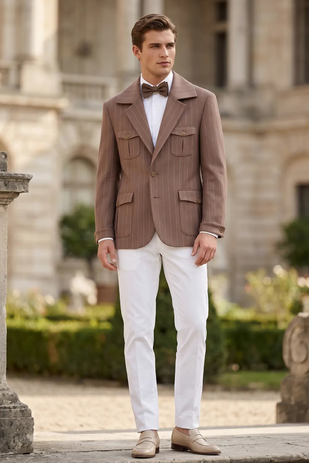 Men's Modern Pinstripe Safari 2 Piece Suit