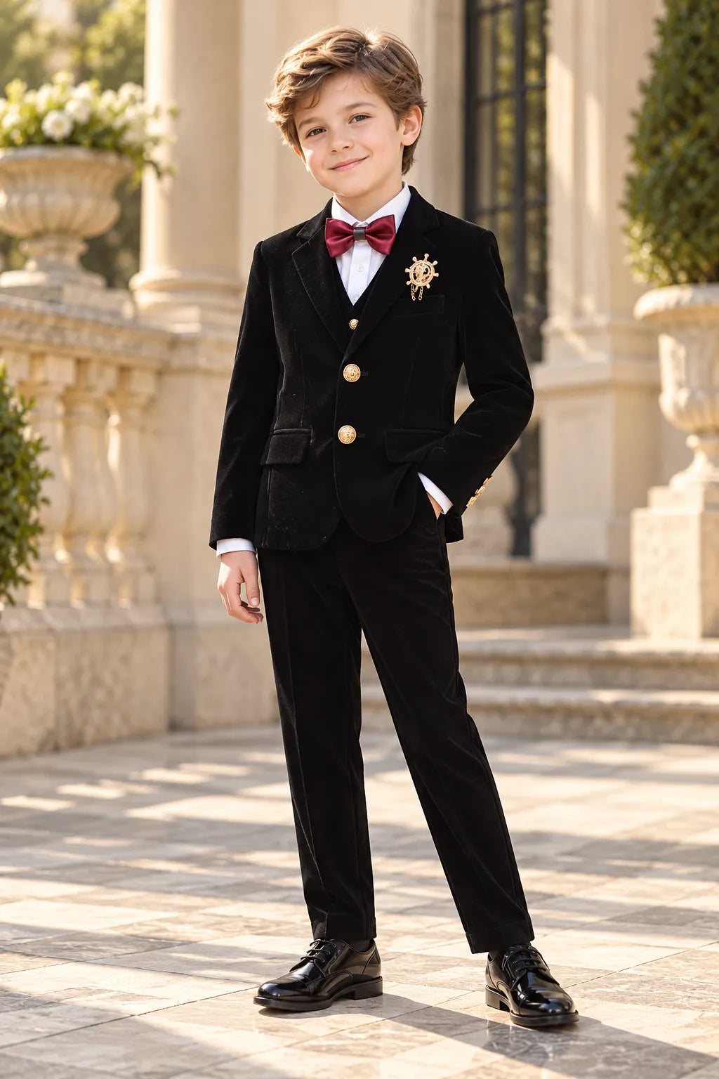 Boys Holiday Velvet 3 Piece Suit