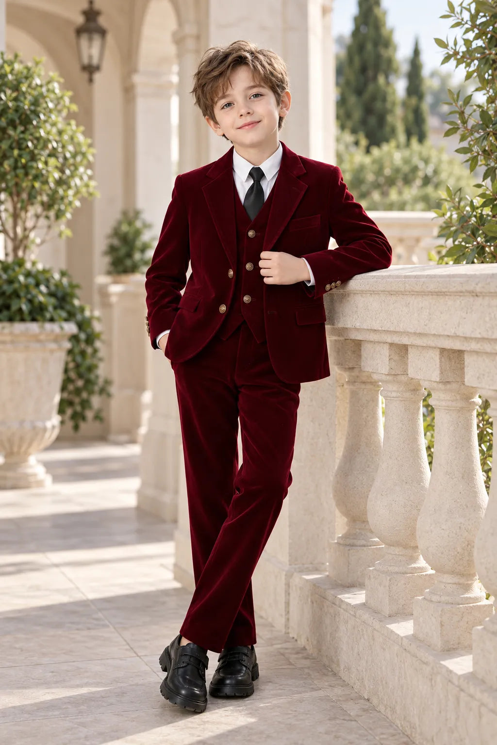 Boys Holiday Velvet 3 Piece Suit