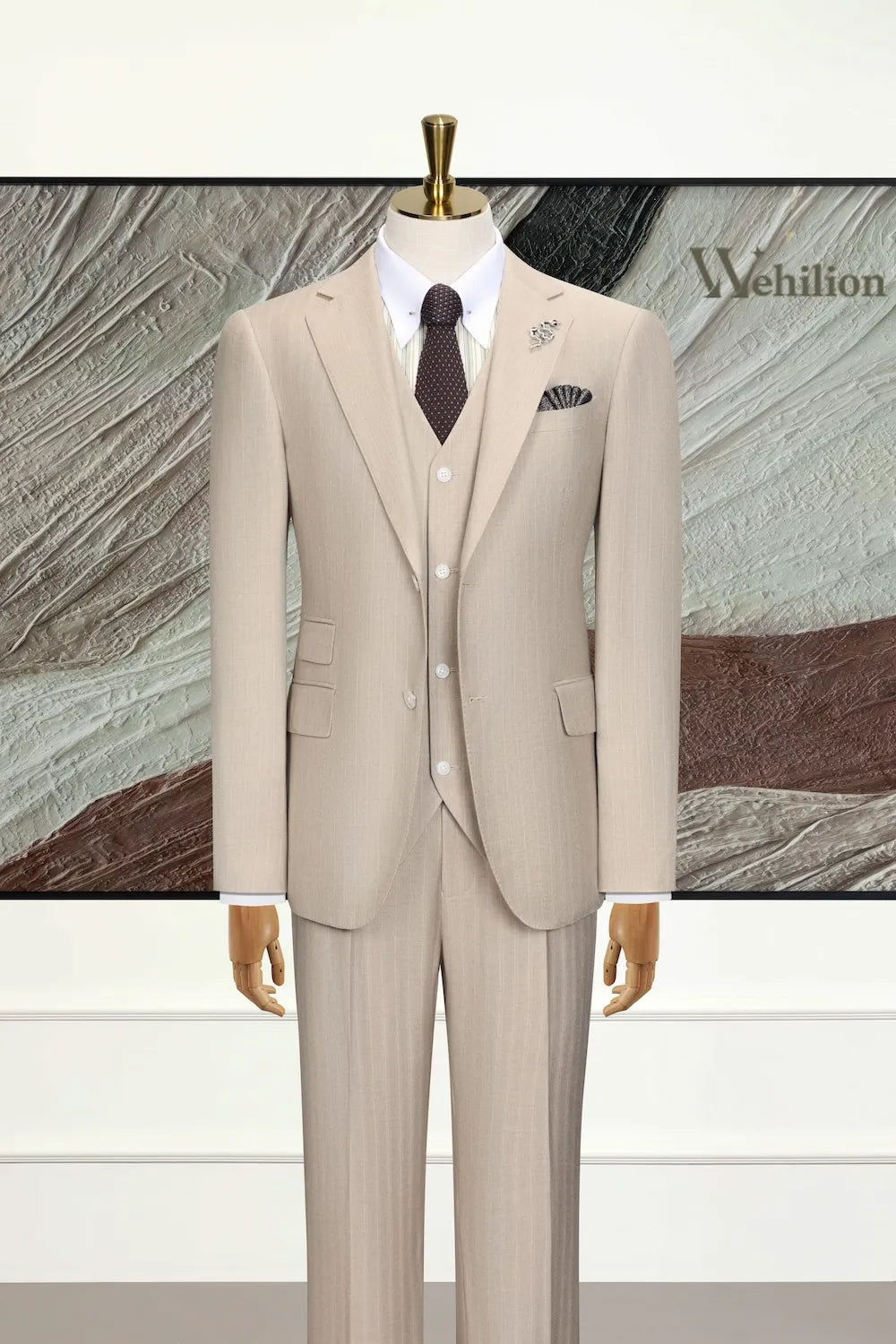 Men's Lightweight and Elegant Stripe 3 Piece Suits