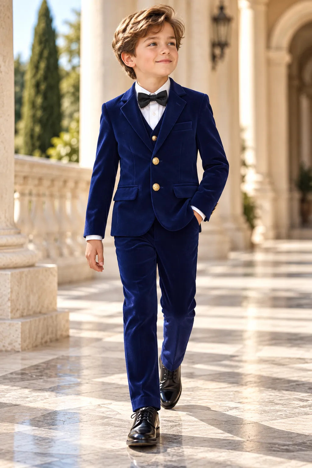 Boys Holiday Velvet 3 Piece Suit