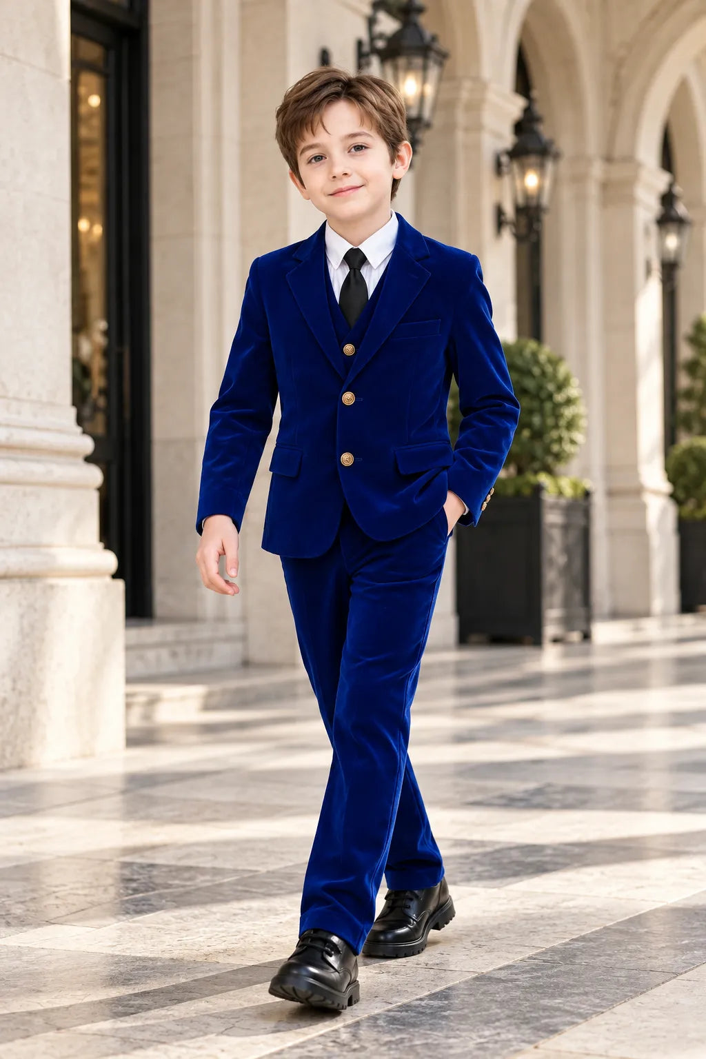 Boys Holiday Velvet 3 Piece Suit