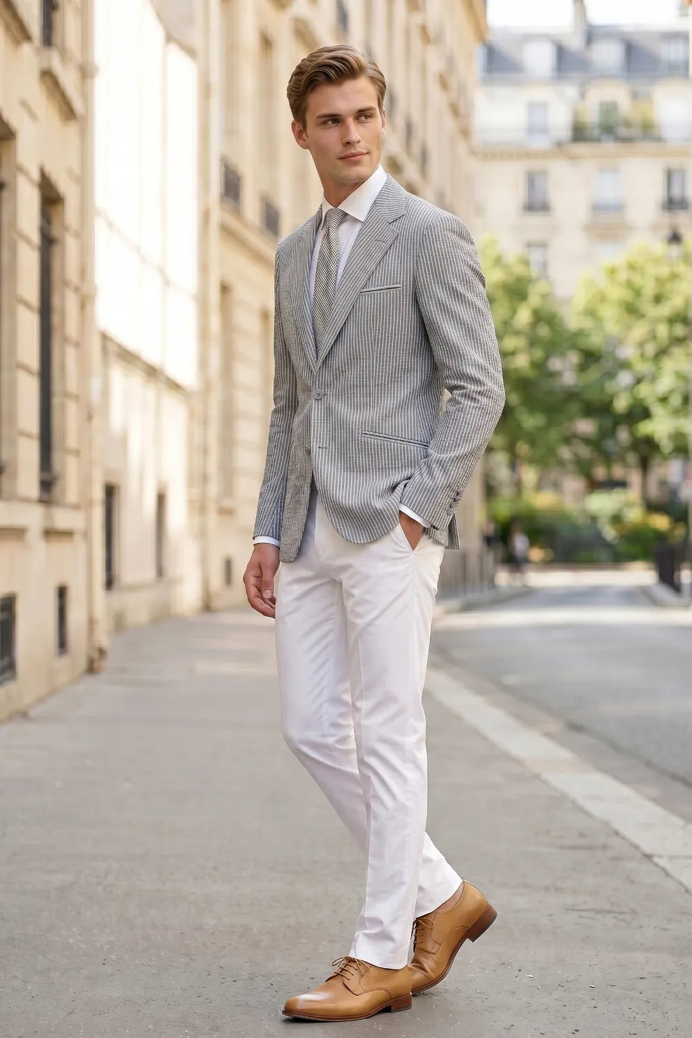 Men's Lightweight Seersucker 2 Piece Suit