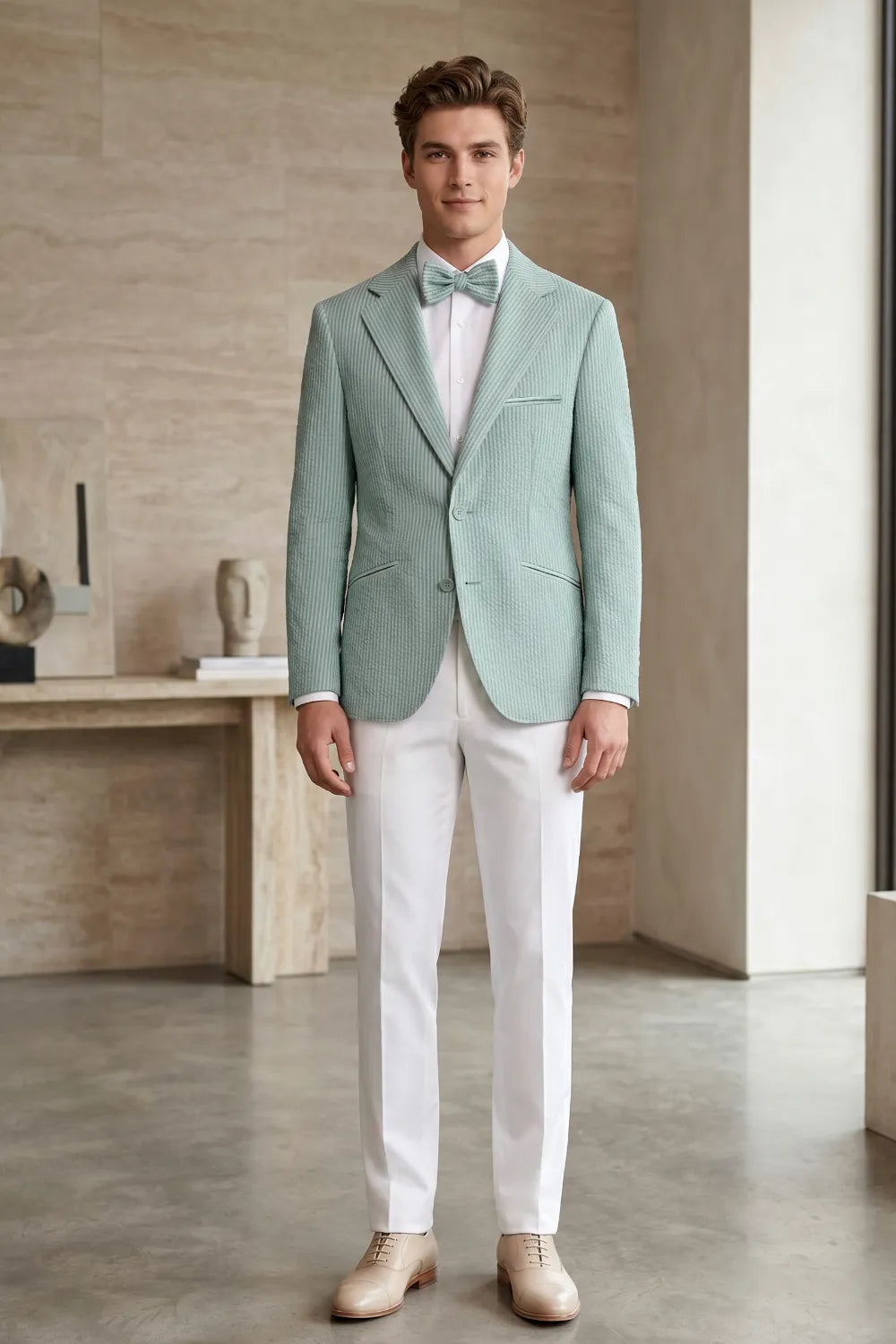 Men's Lightweight Seersucker 2 Piece Suit