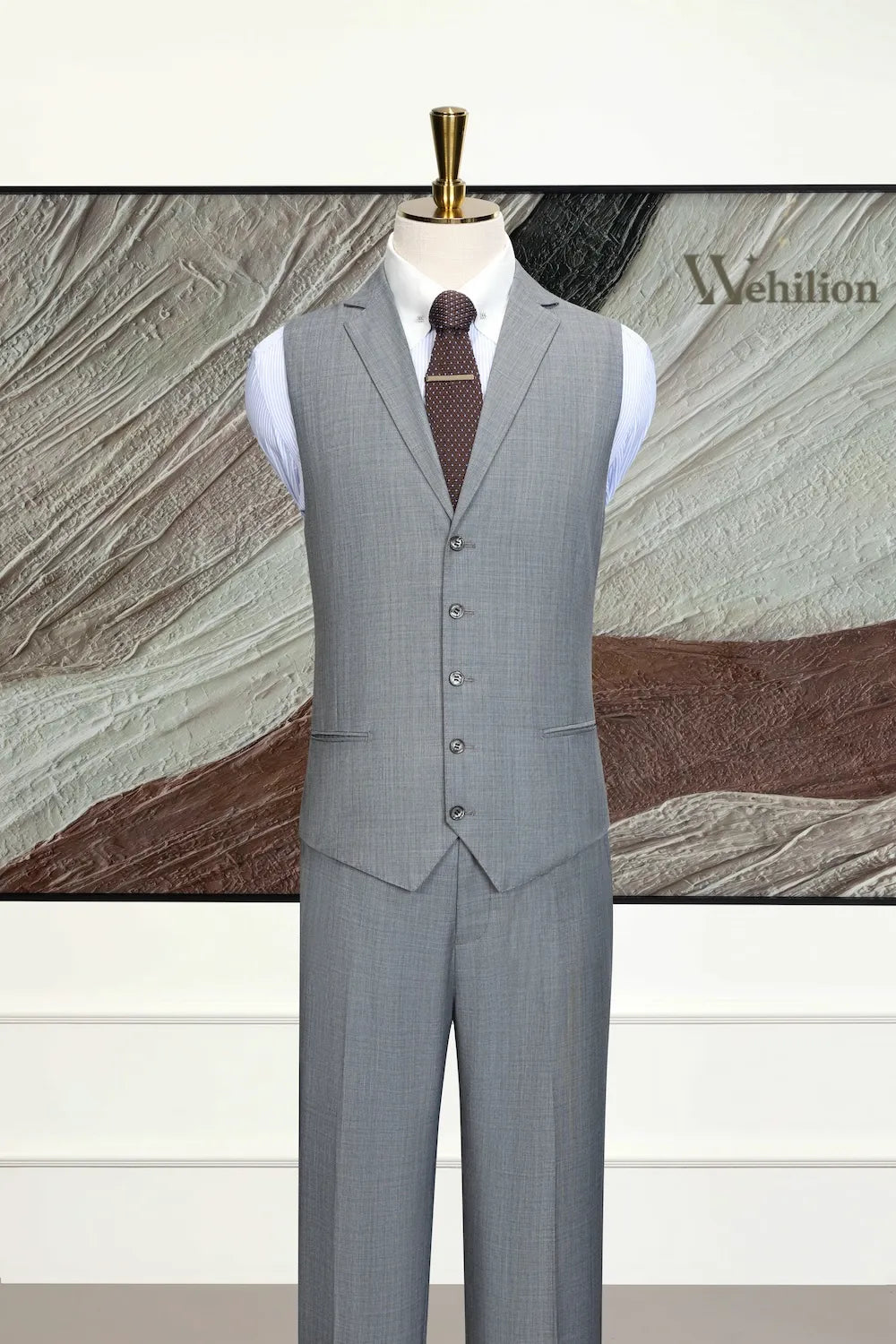 Men's Modern Gentleman Wool Blend 3 Piece Suit