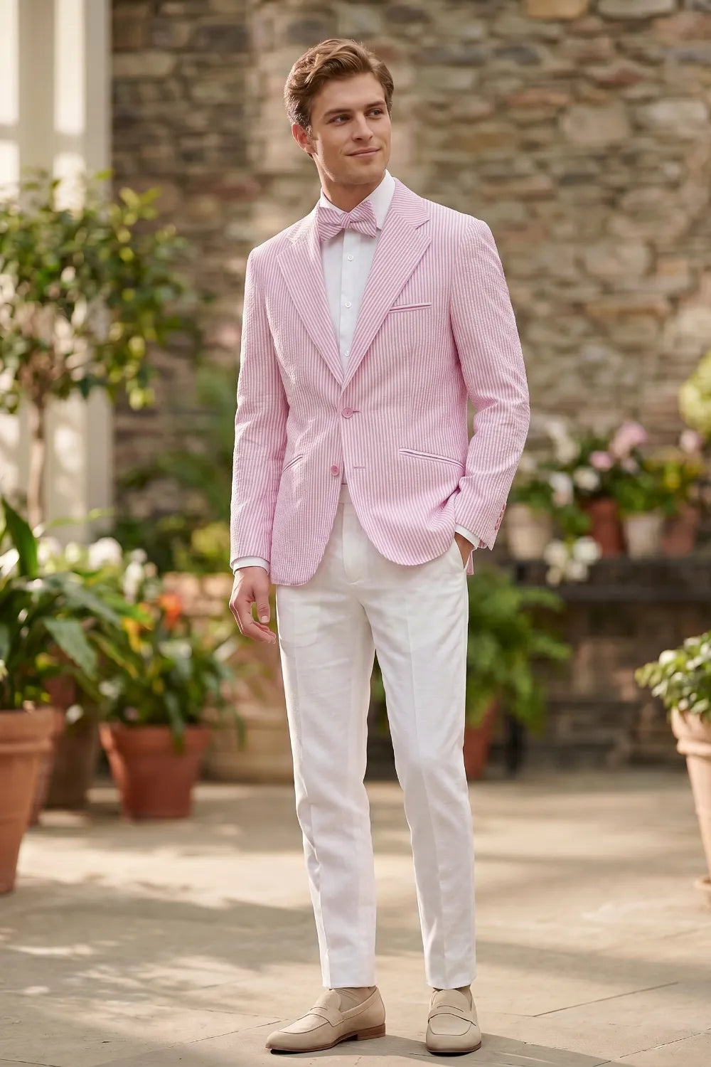 Men's Lightweight Seersucker 2 Piece Suit