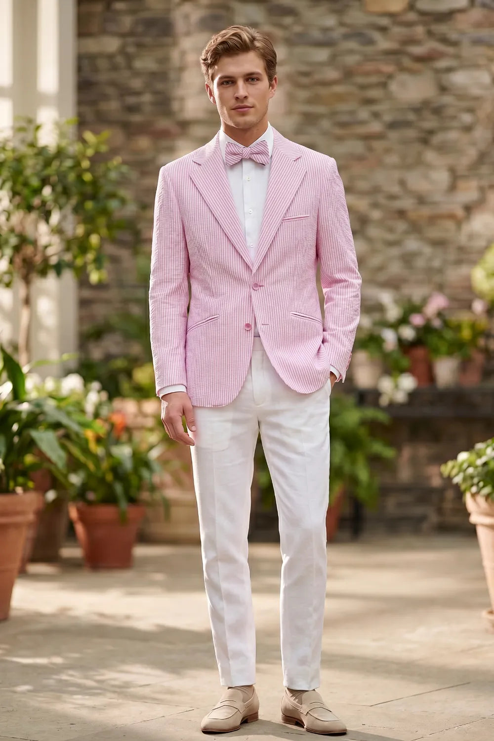 Men's Lightweight Seersucker 2 Piece Suit