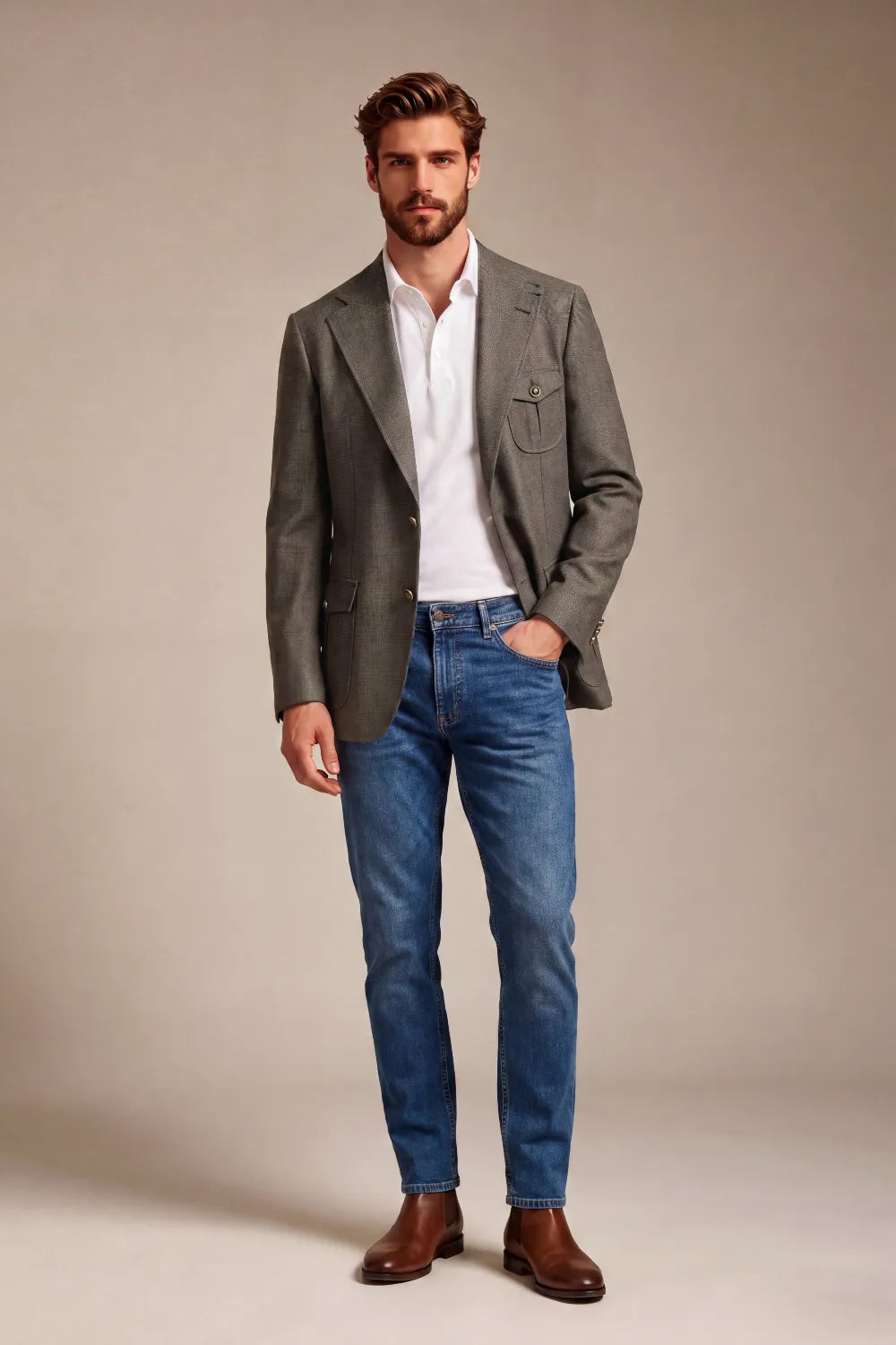 Costume 2 pièces homme coupe ajustée, croisé