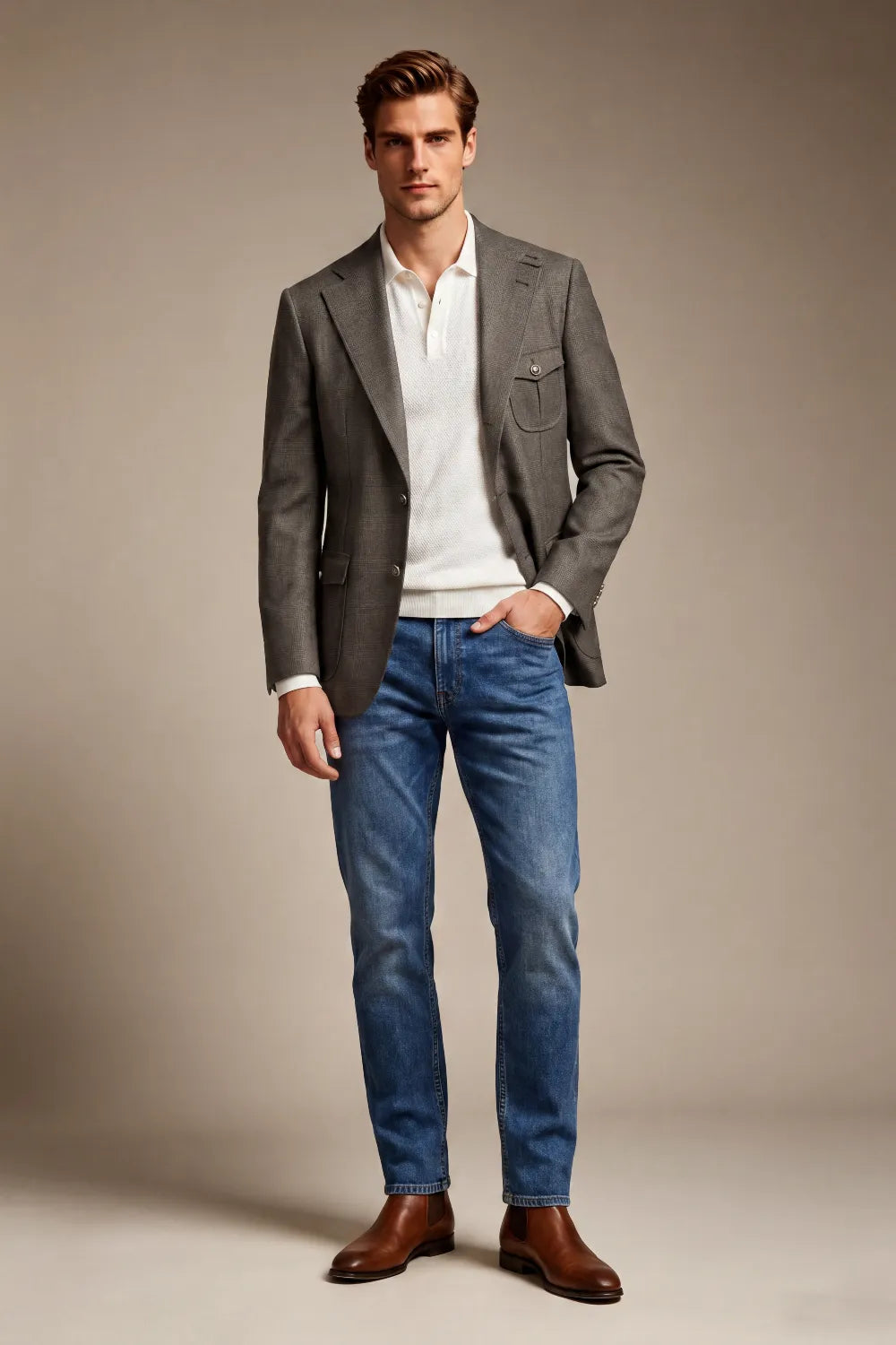 Costume 2 pièces homme coupe ajustée, croisé