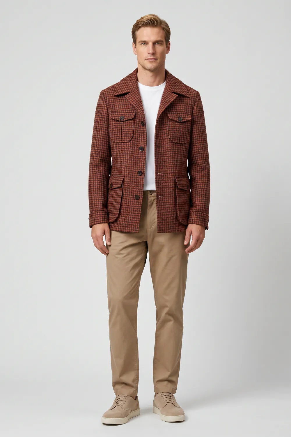 Men's Rust Check Safari Style 2-Piece Suit