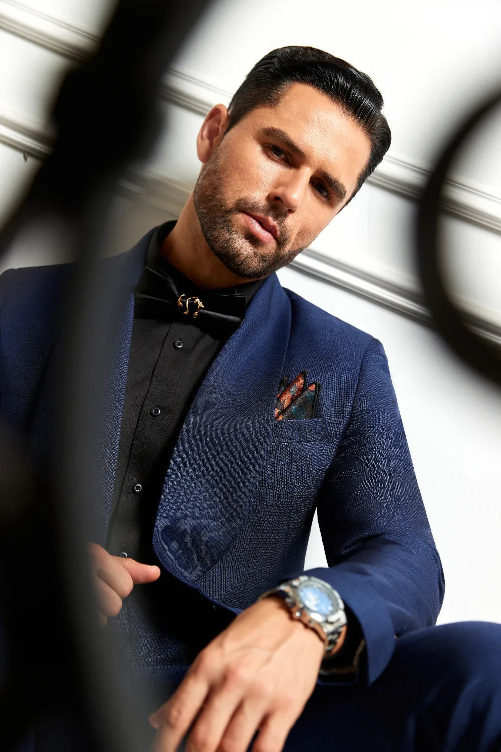 Men's Royal Blue Shawl Collar 2 Pieces Suits