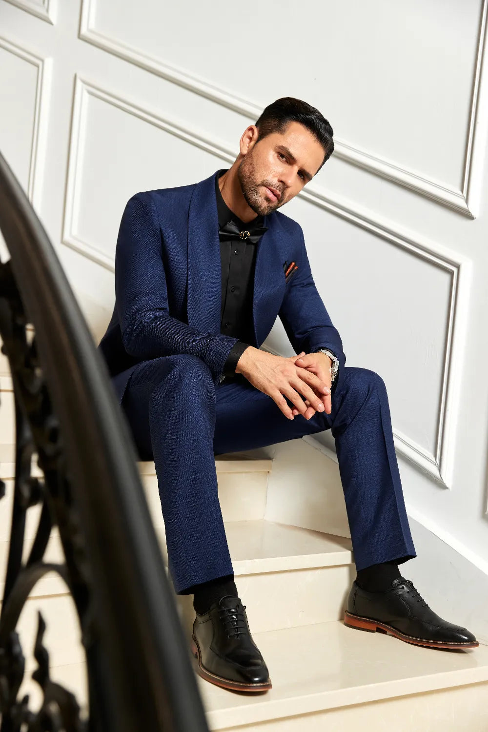 Men's Royal Blue Shawl Collar 2 Pieces Suits