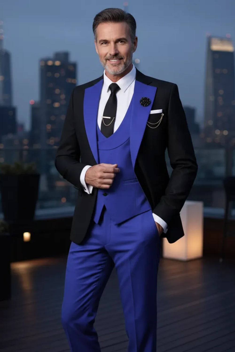 Men's Modern Luxe Peak Lapel 3 Piece Suit