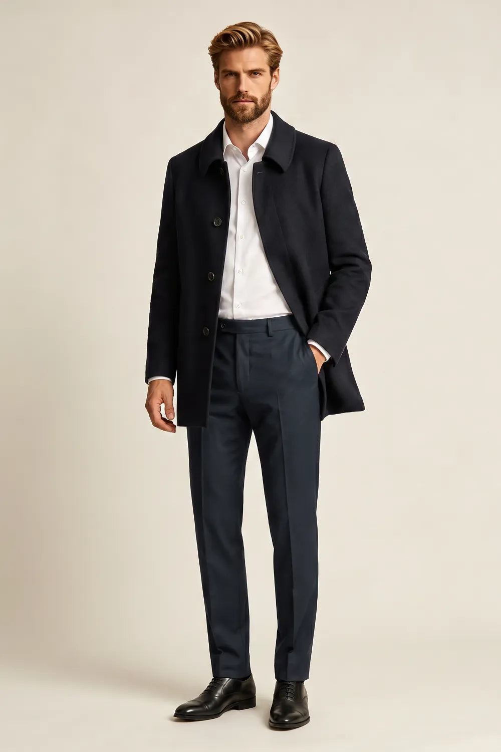 Men's Black Winter Overcoat
