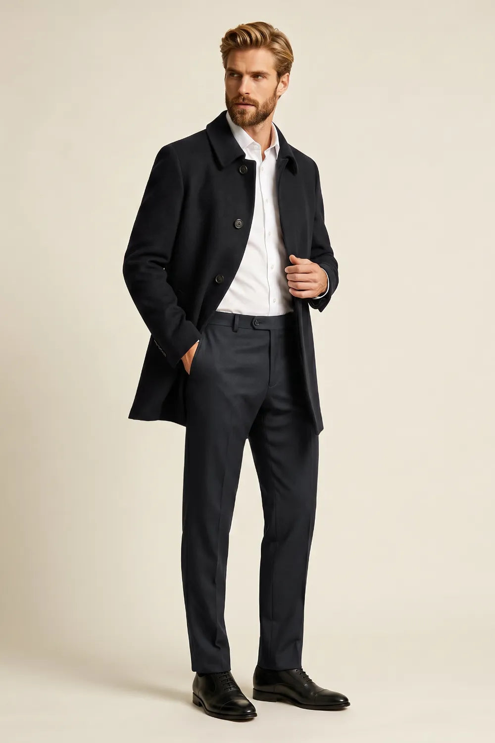 Men's Black Winter Overcoat
