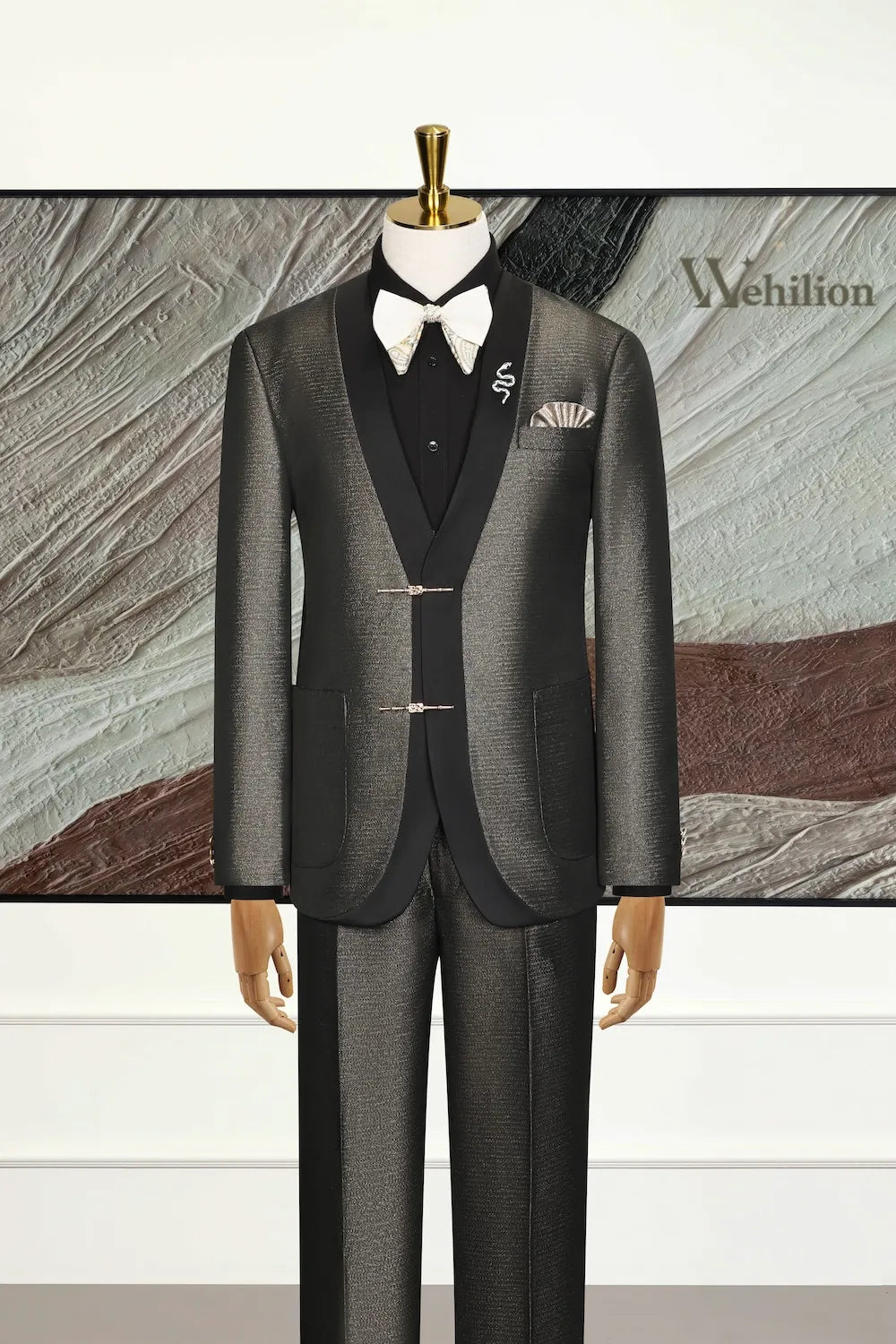 Men's Modern No-Collar 2 Pieces Suits