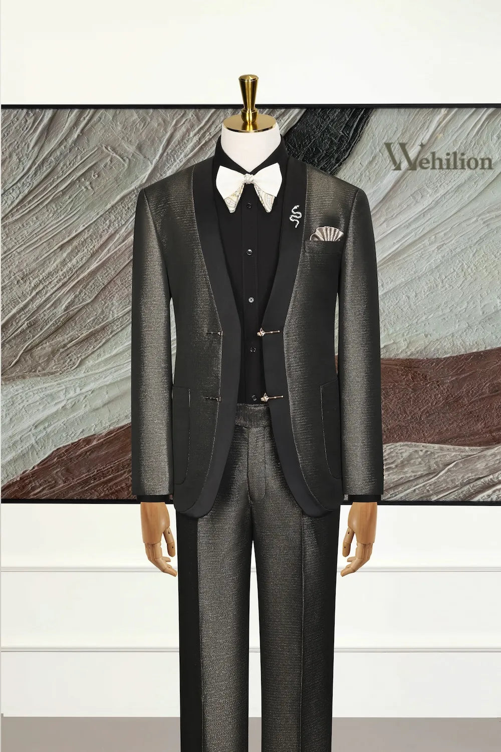 Men's Modern No-Collar 2 Pieces Suits