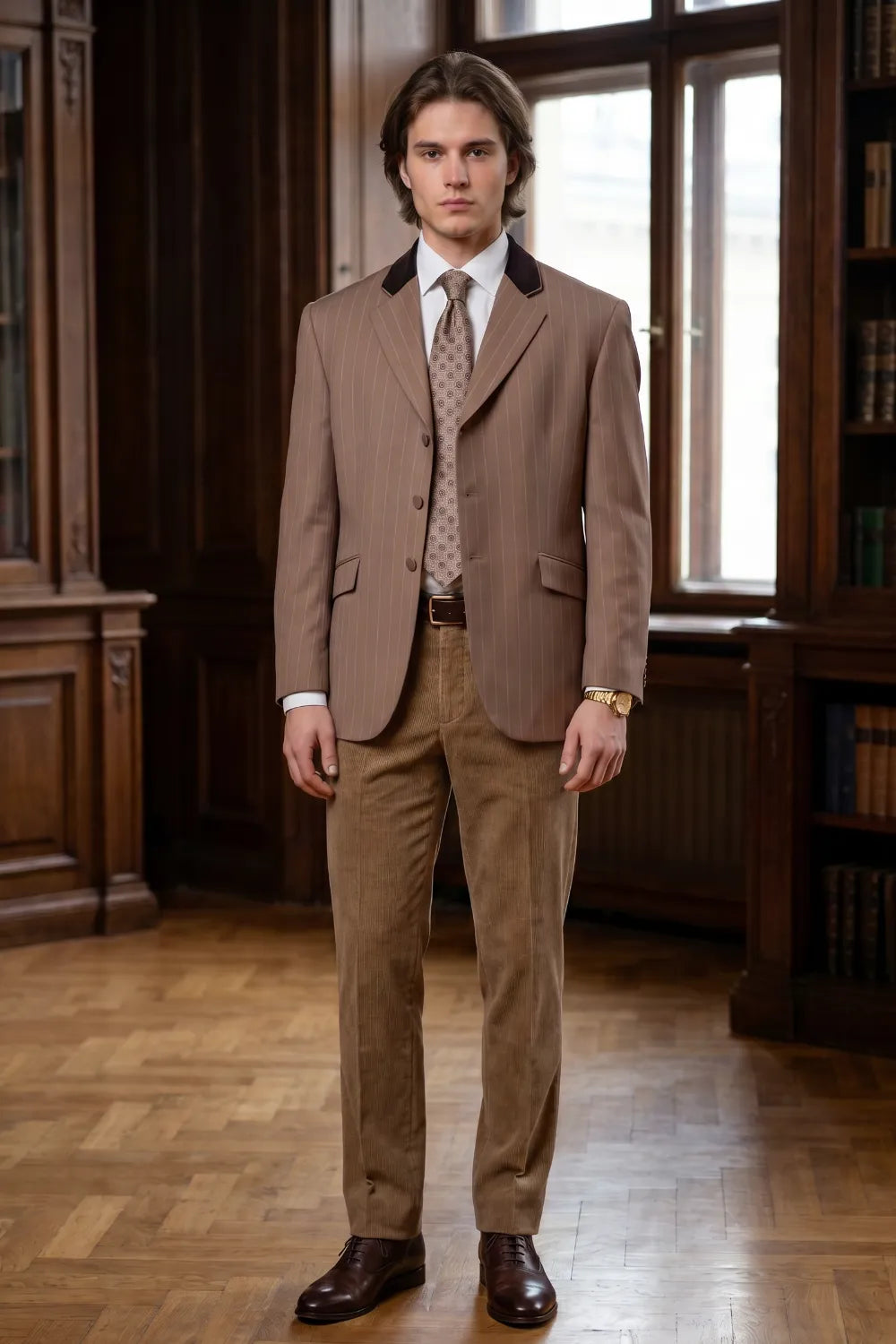 Men's Modern Pinstripe Notch Lapel Blazer