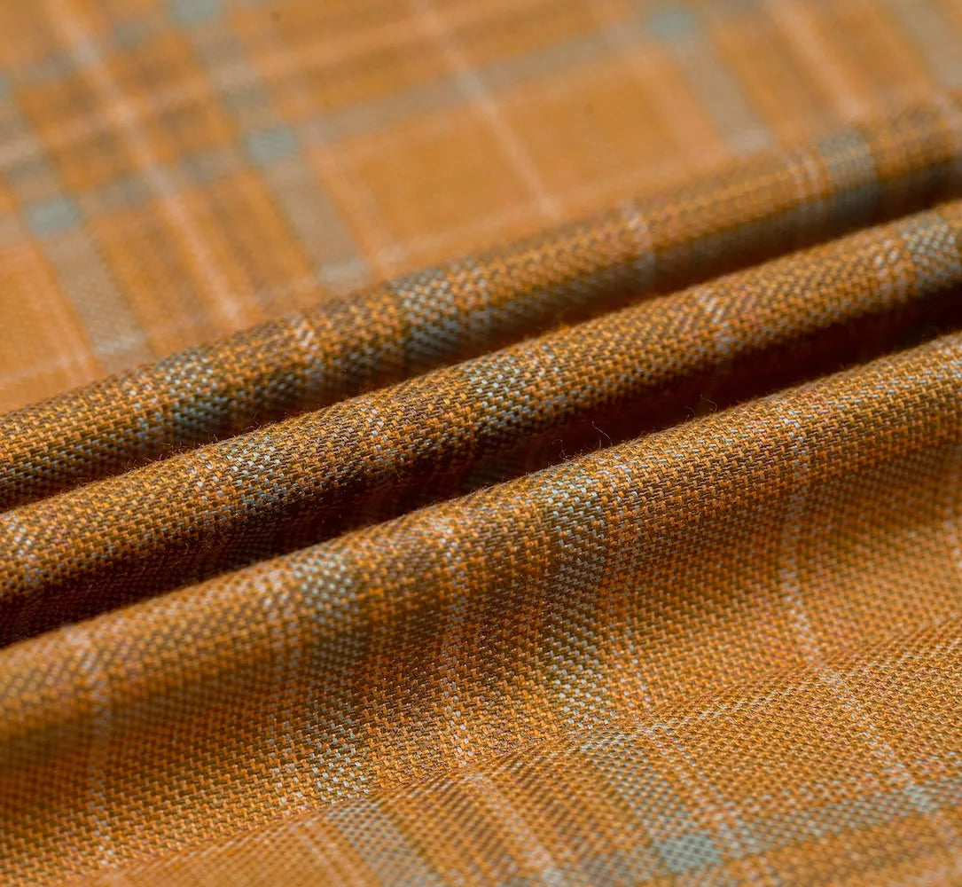 Men's Warm Orange Plaid 2 Piece Suit