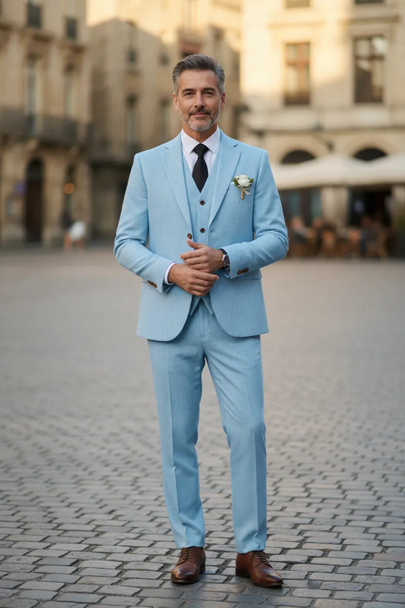 Men's Lightweight & Stylish Linen 3 Piece Suit