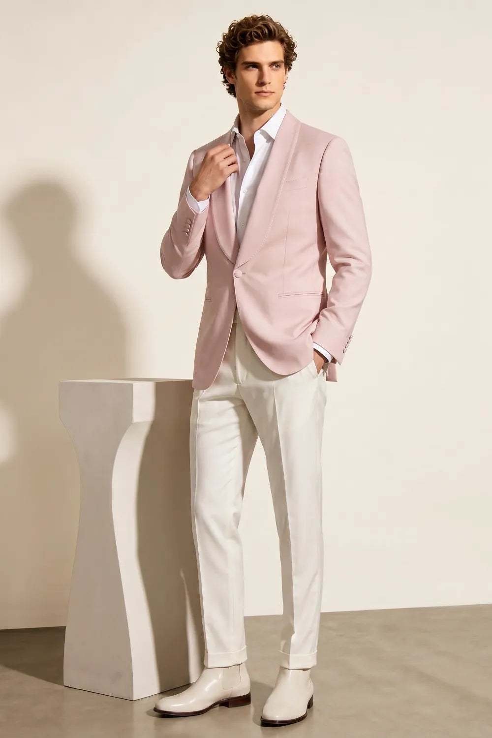 Men's Blush Pink Shawl Lapel 2-Piece Suit