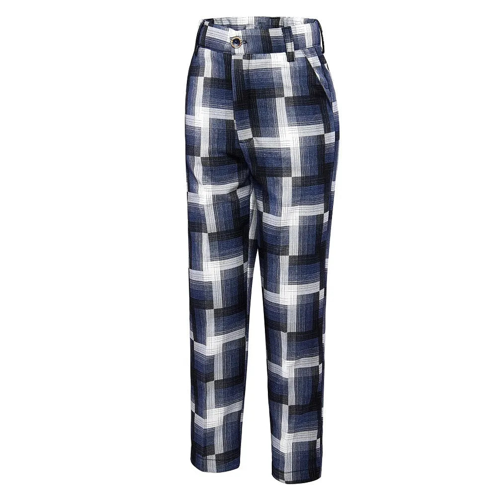 Plaid patterned boys dress pants – stylish and coordinated suit trousers