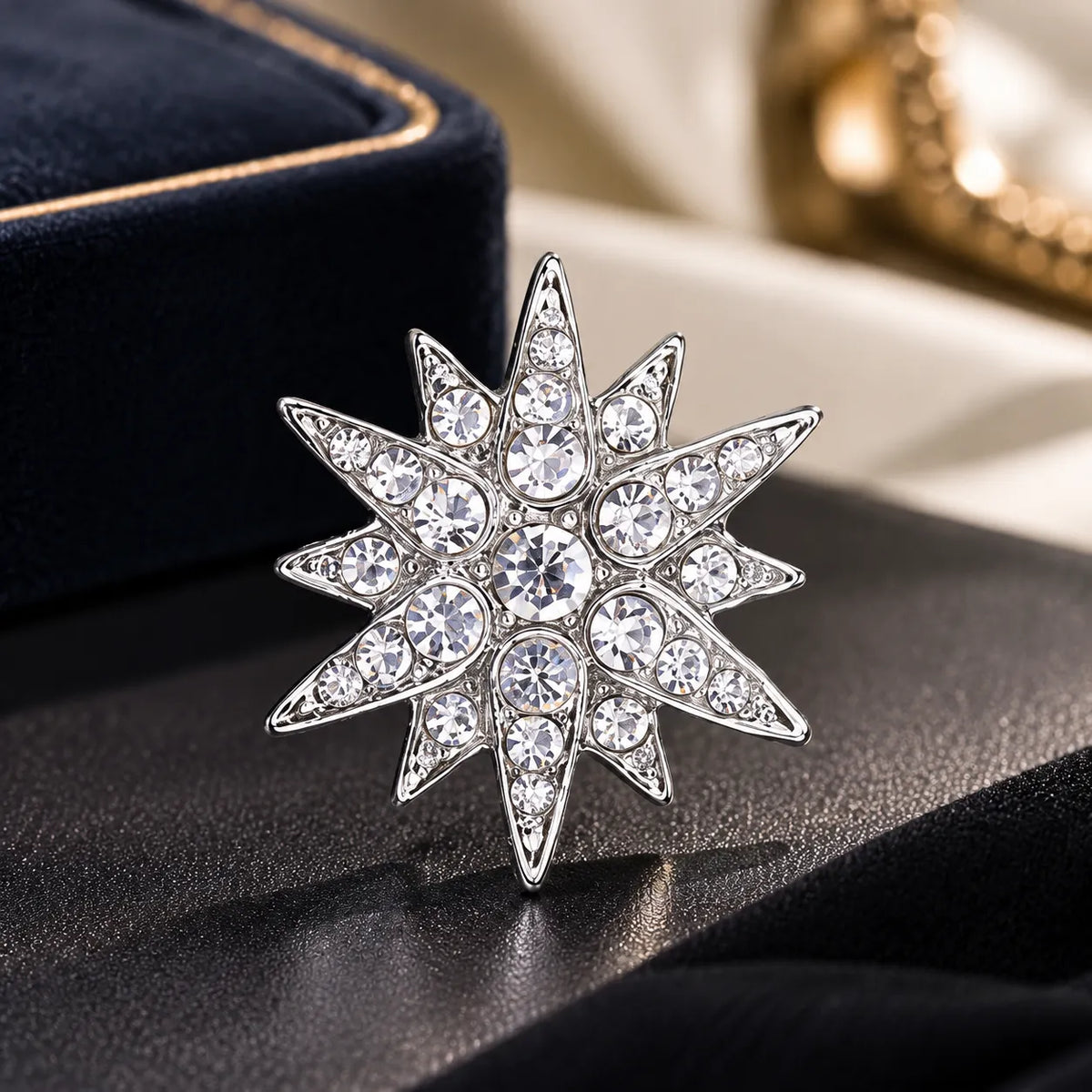 Men's Starburst Crystal Lapel Pin