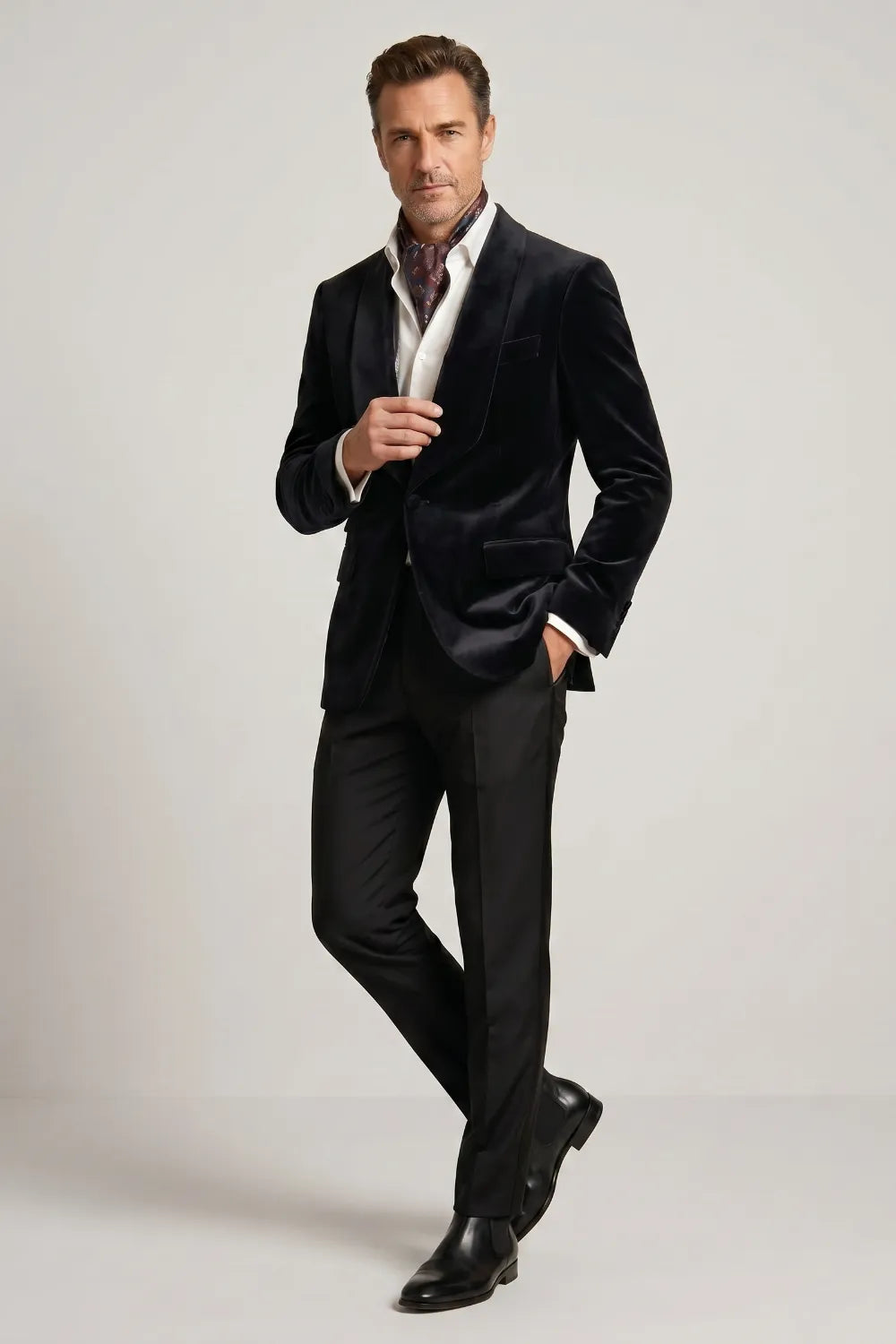 Men's Black Velvet Single Breasted 2-Piece Tuxedo Suit