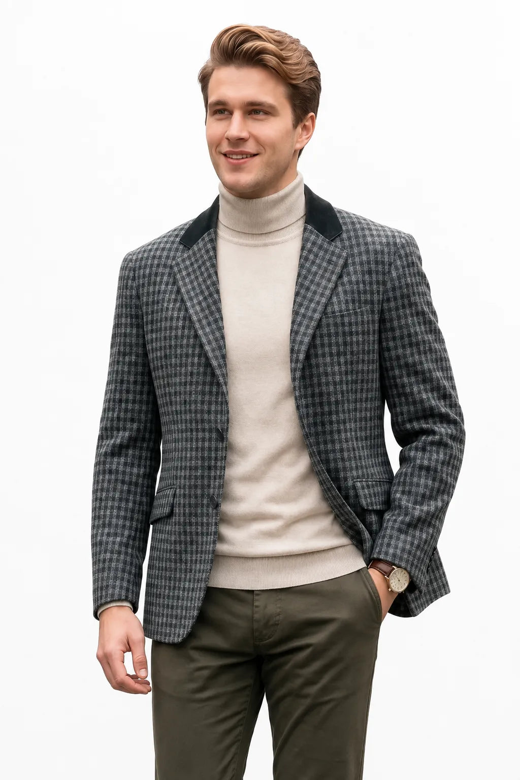 Men's Glen Plaid Smart Casual 2 Piece Suit