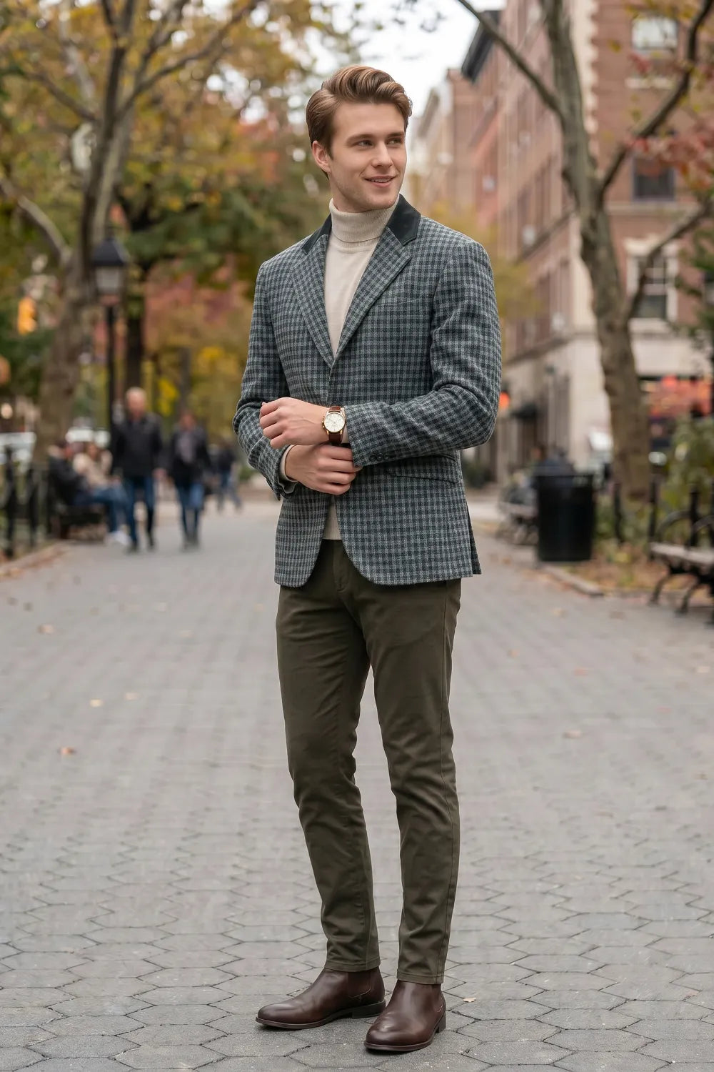 Men's Glen Plaid Smart Casual 2 Piece Suit