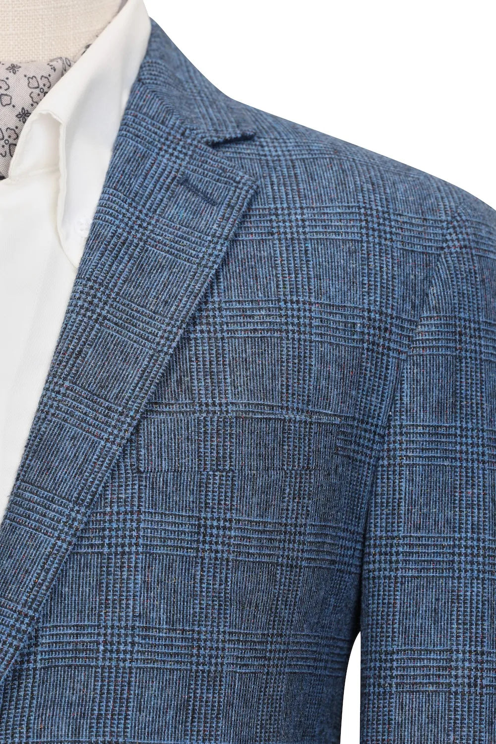 Men's Blue Plaid Herringbone 2 Piece Suit
