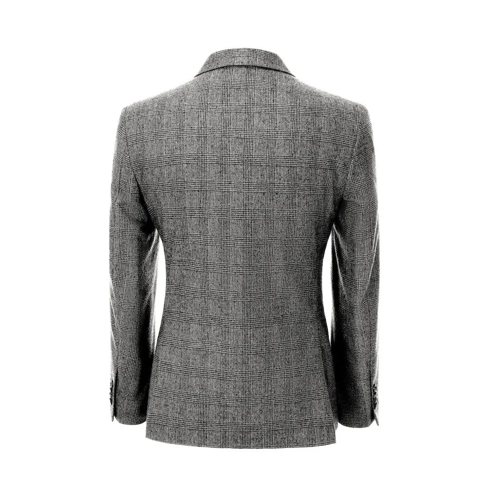 Men's Casual Plaid Wool 2 Piece Suit