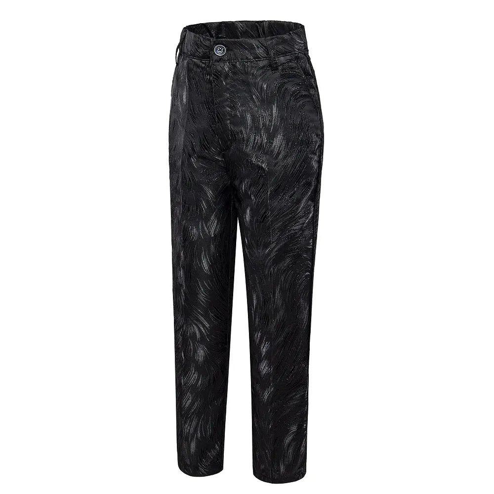 Tapered boys pants with unique black texture – part of matching party suit set