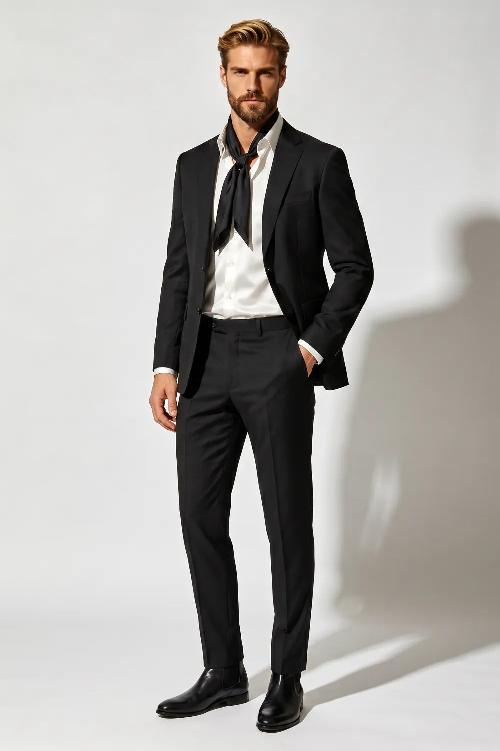Men's Black Single Breasted 2 Piece Suit