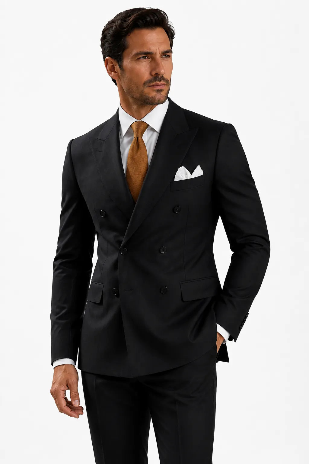 Men's Peak Lapel Double-Breasted 2 Piece Suit