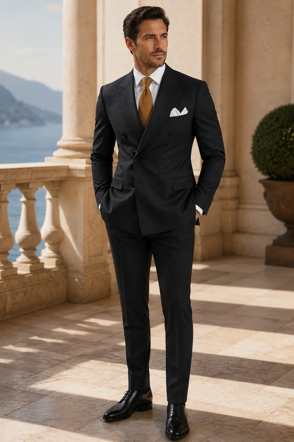 Men's Peak Lapel Formal 2 Piece Suit