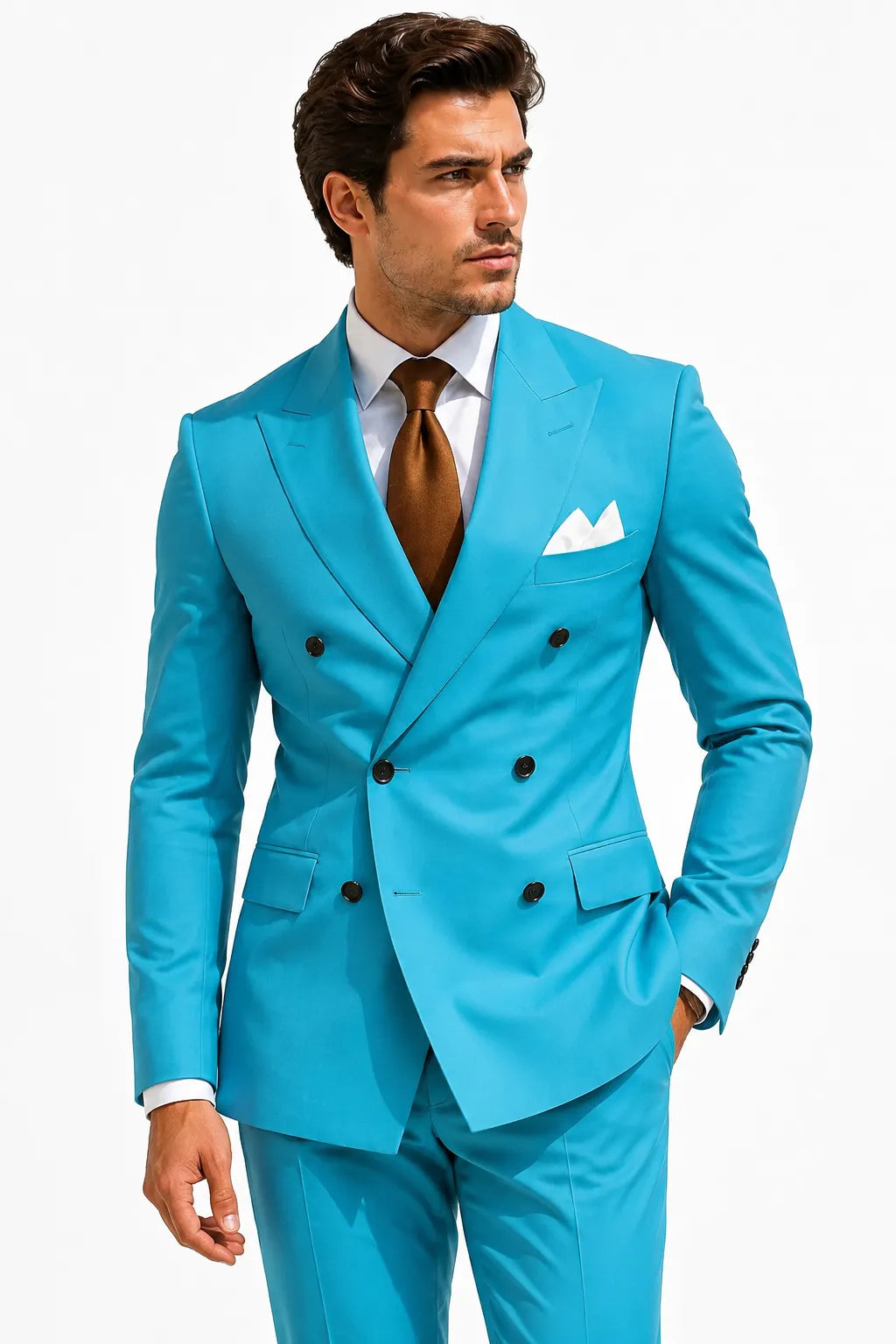 Men's Peak Lapel Double-Breasted 2 Piece Suit