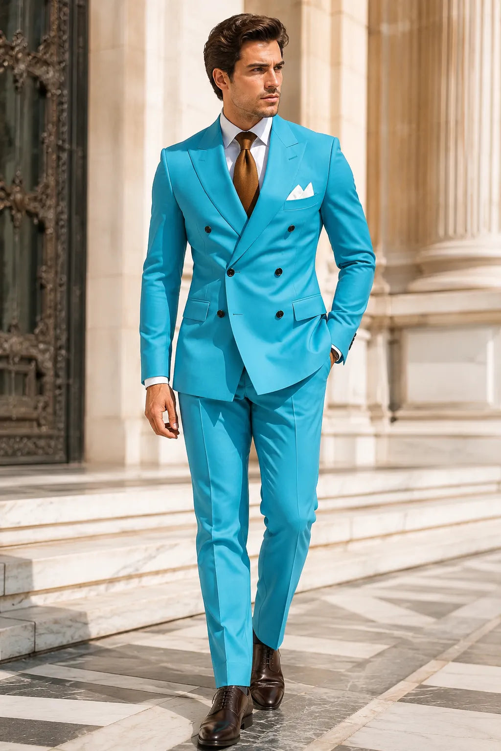 Men's Peak Lapel Formal 2 Piece Suit