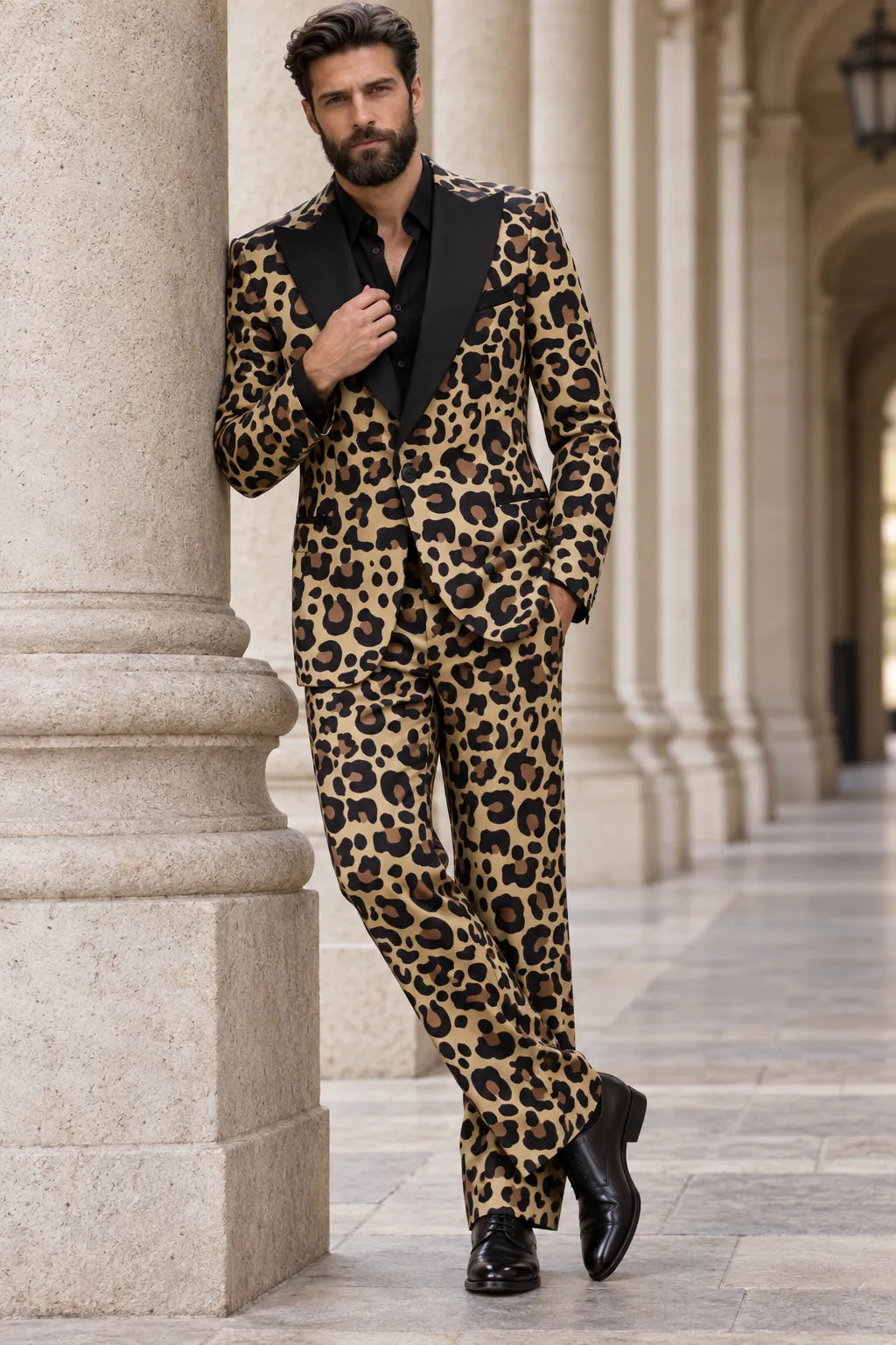 Men's Leopard Print Luxury 2 Piece Suit