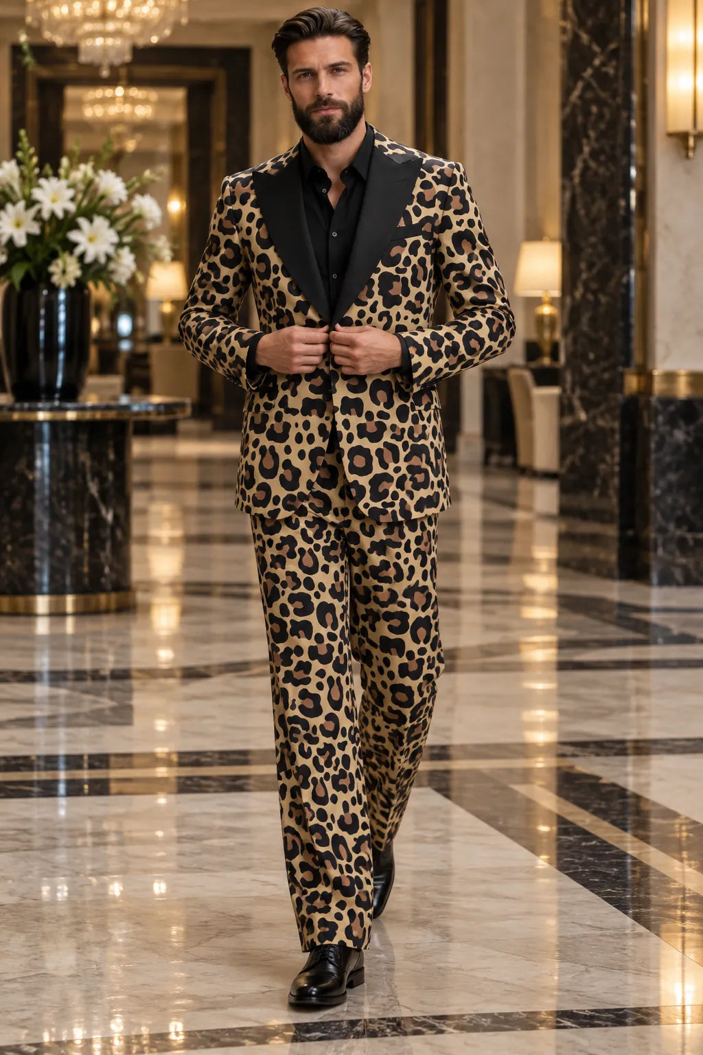 Men's Leopard Print Luxury 2 Piece Suit