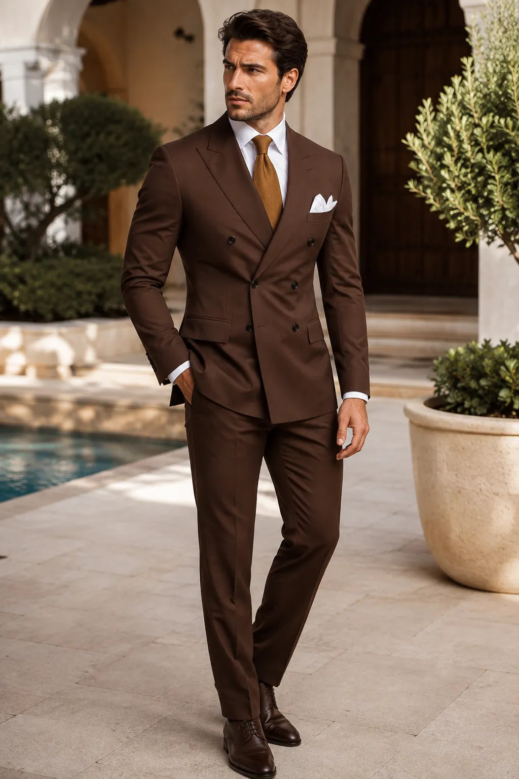 Men's Peak Lapel Formal 2 Piece Suit