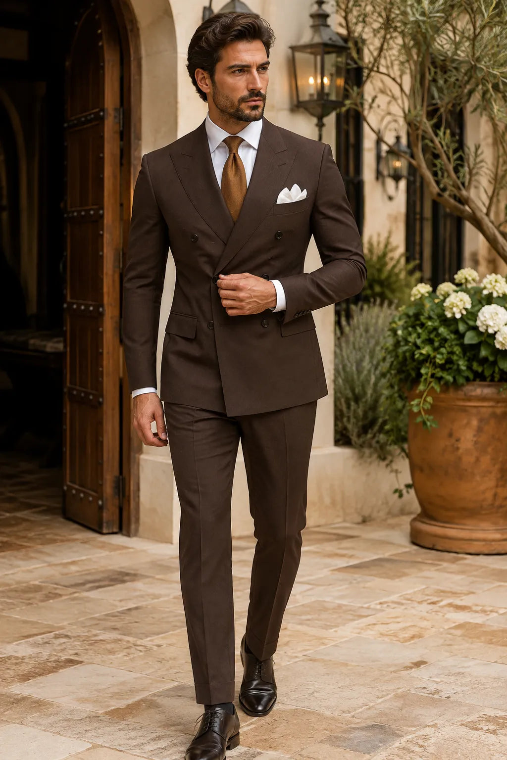 Men's Peak Lapel Formal 2 Piece Suit