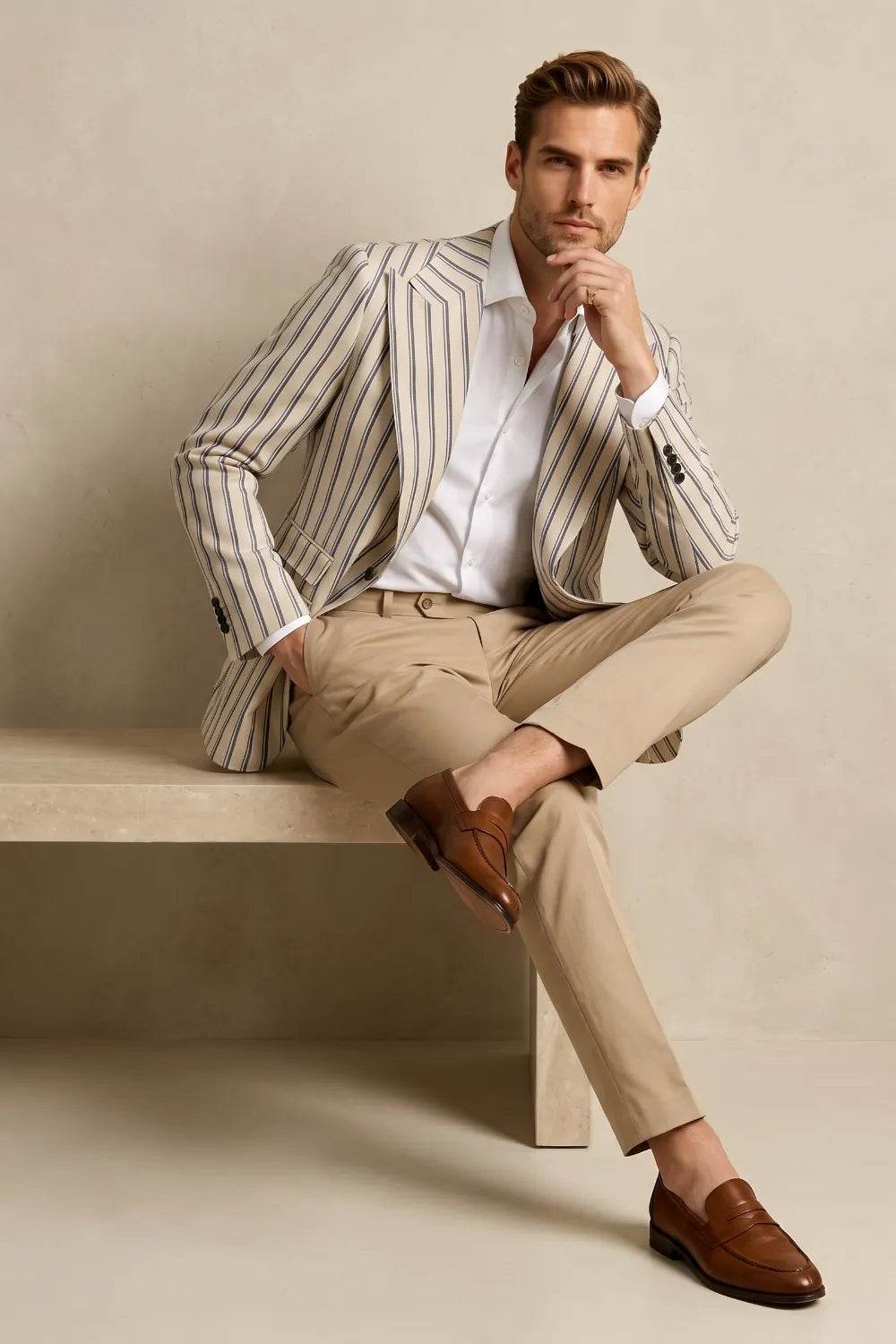 Costume 2 pièces homme coupe ajustée, croisé