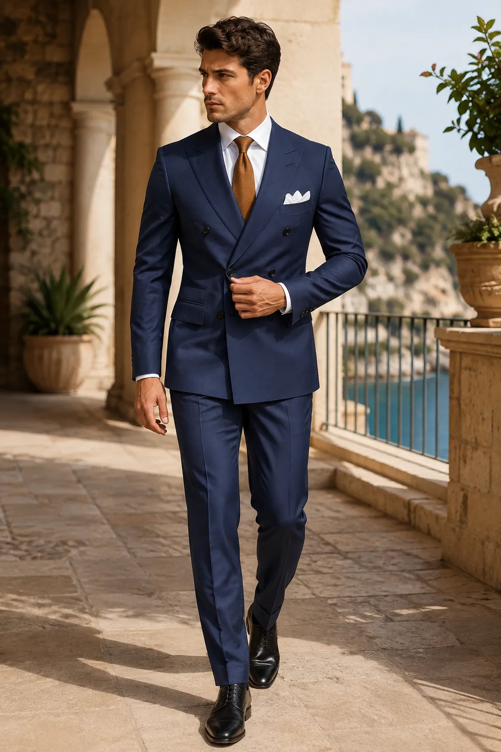 Men's Peak Lapel Formal 2 Piece Suit