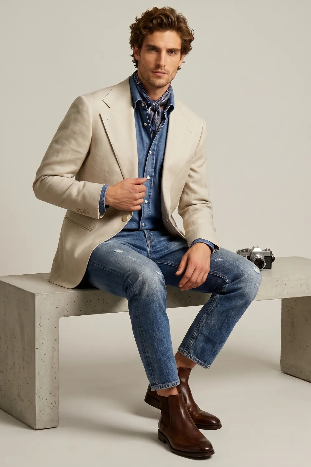 Costume 2 pièces homme coupe ajustée, croisé