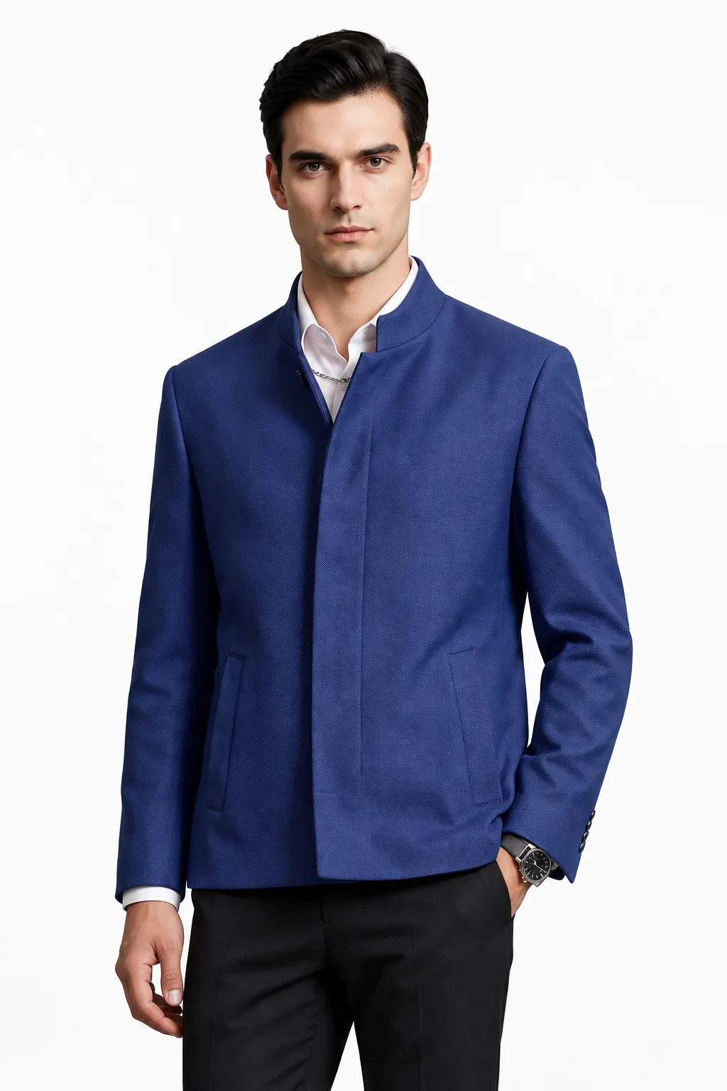 Men's Modern Mandarin Collar 2 Piece Suit