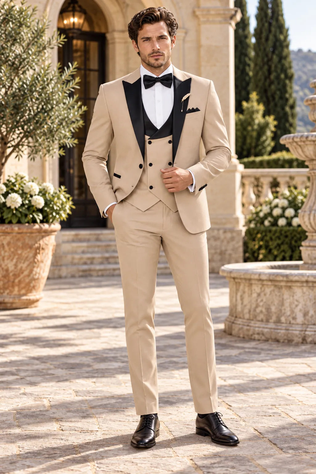 Men's Contrast Shawl Lapel Tuxedo 3 Piece Suit